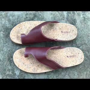 L.L. Bean Leather Summer comfort hiking sandals cork bottom excellent  Sz 8